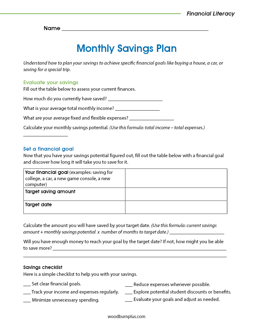 Monthly Savings Plan