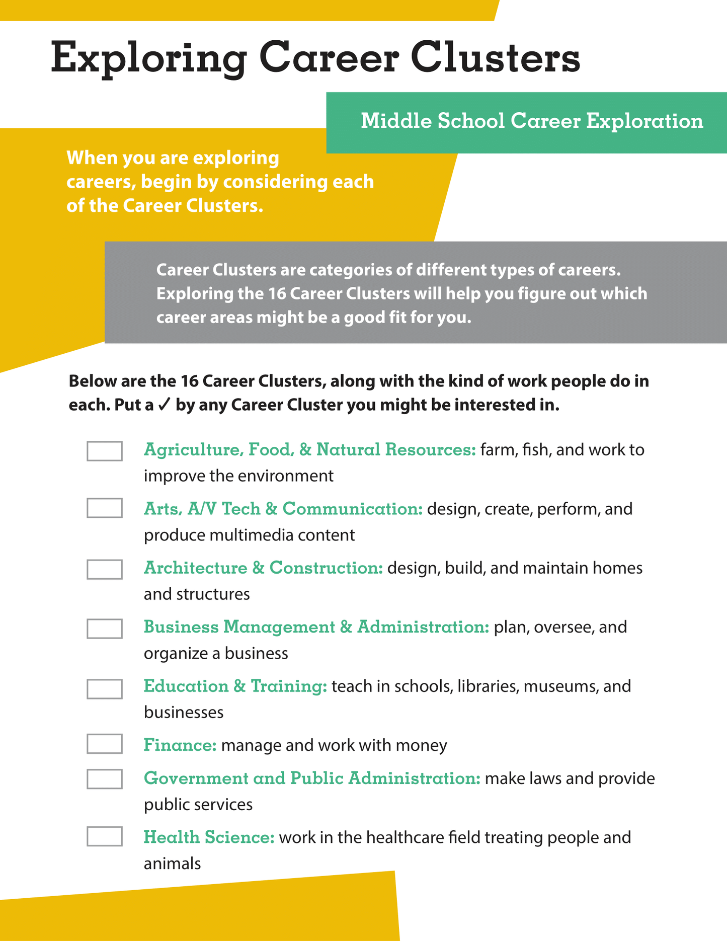 Exploring Career Clusters