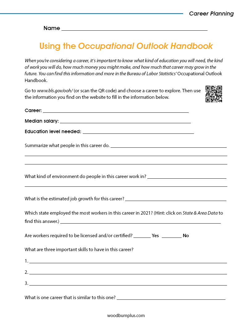 Using the Occupational Outlook Handbook Woodburn Plus