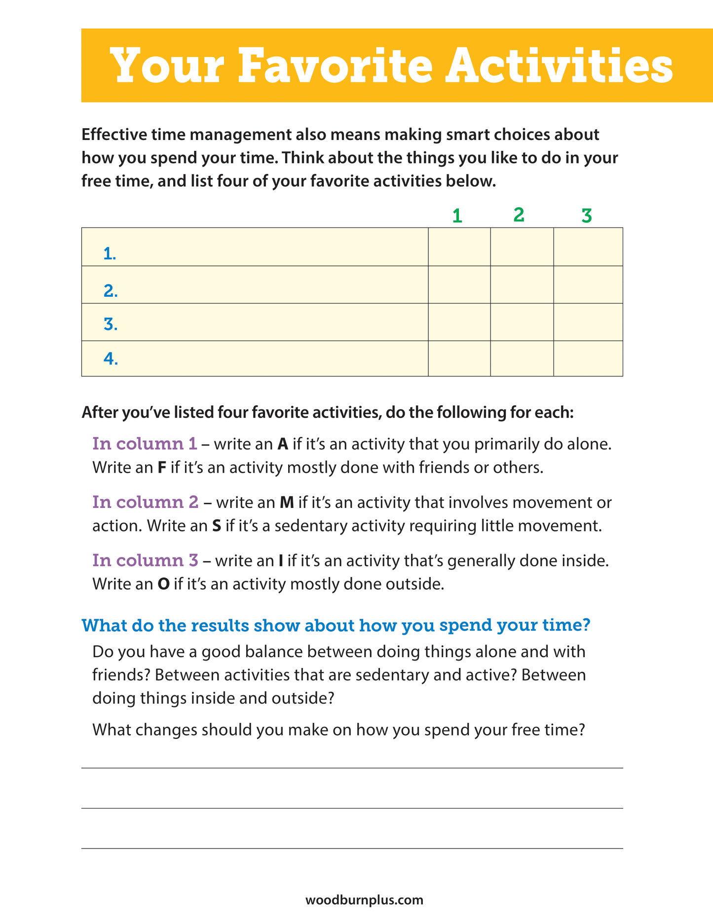 Your Favorite Activities