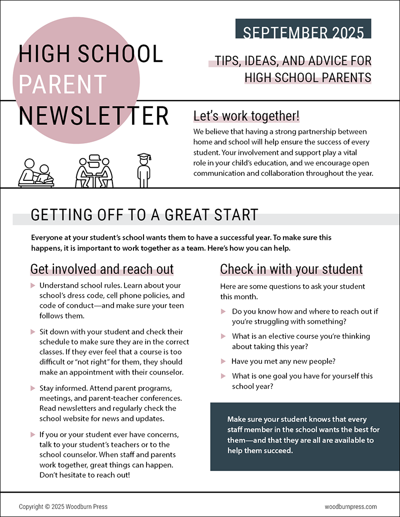 High School Parent Newsletter - September 2025