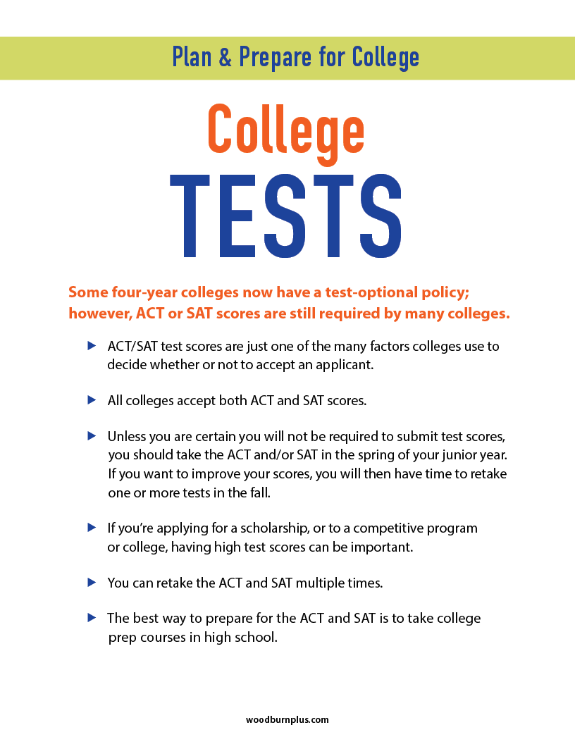 Plan and Prepare for College - College Tests Infosheet