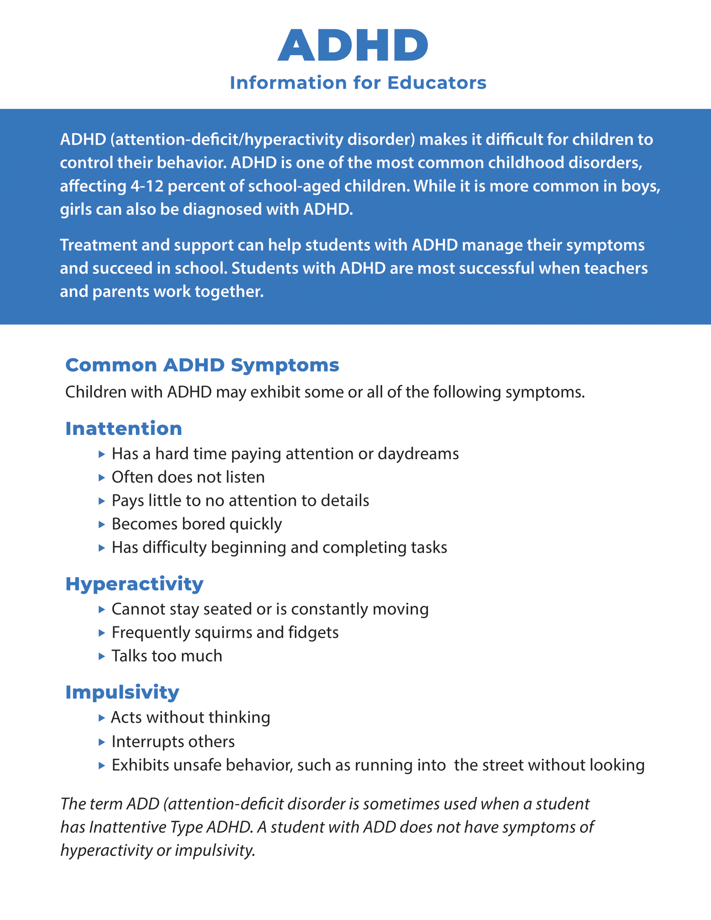 ADHD - Information for Educators