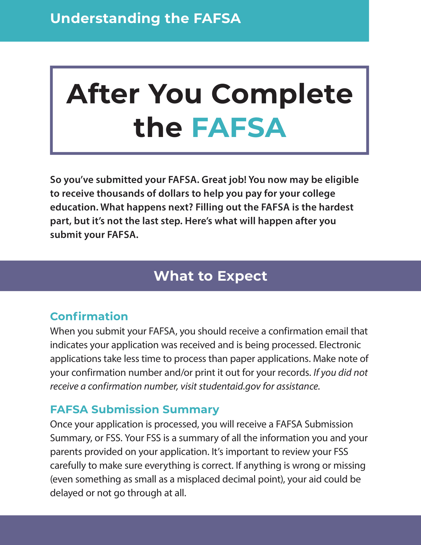 After You Complete the FAFSA