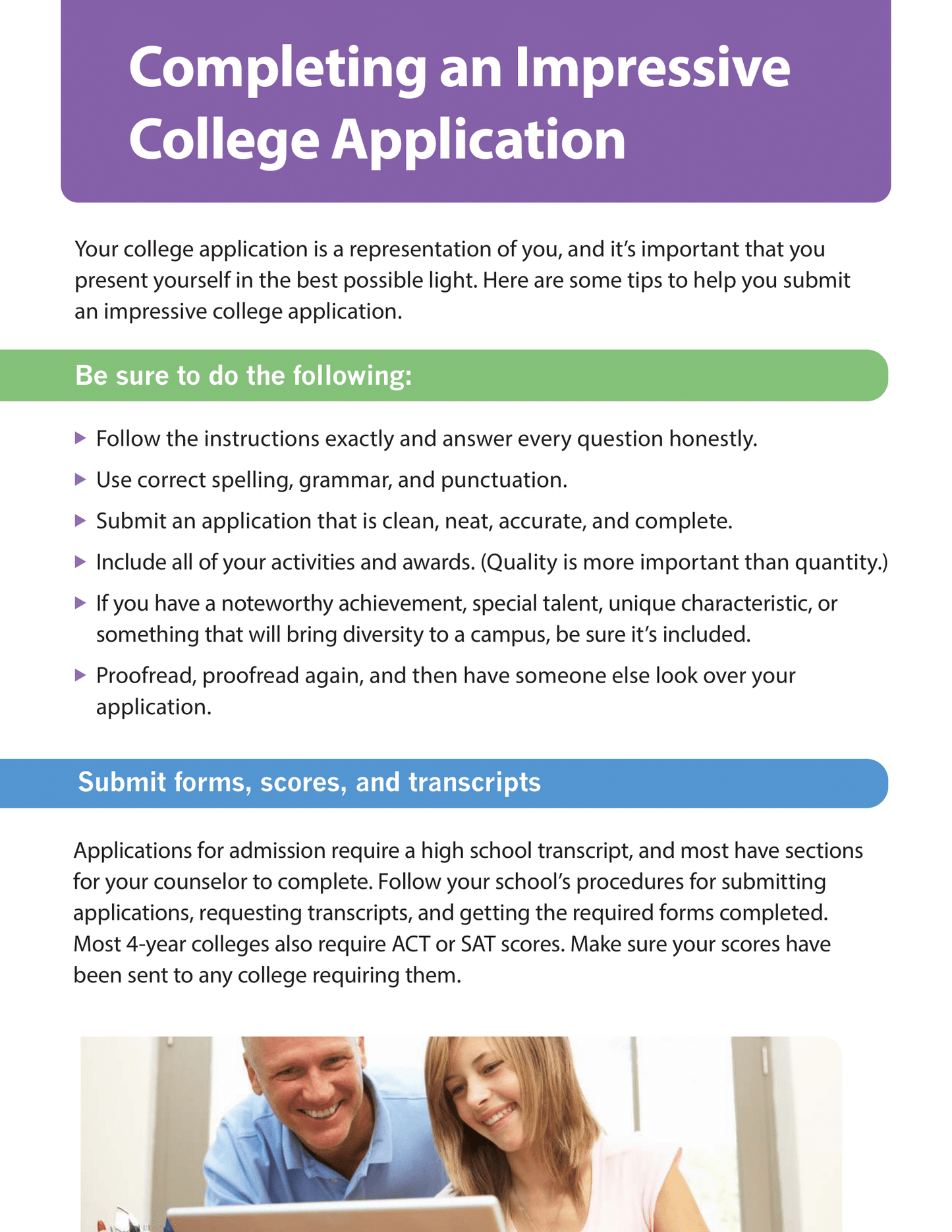 Completing an Impressive College Application