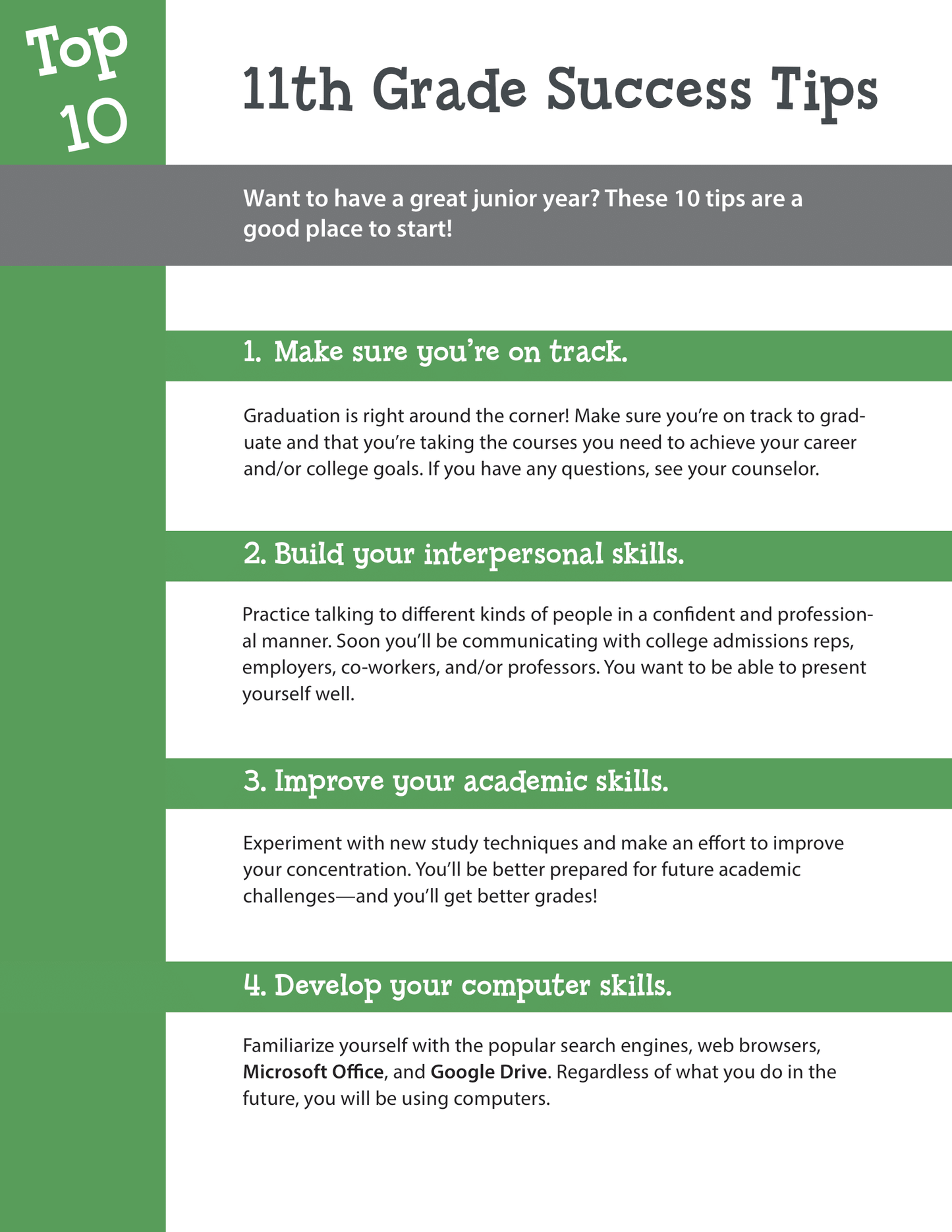 Top 10 11th Grade Success Tips