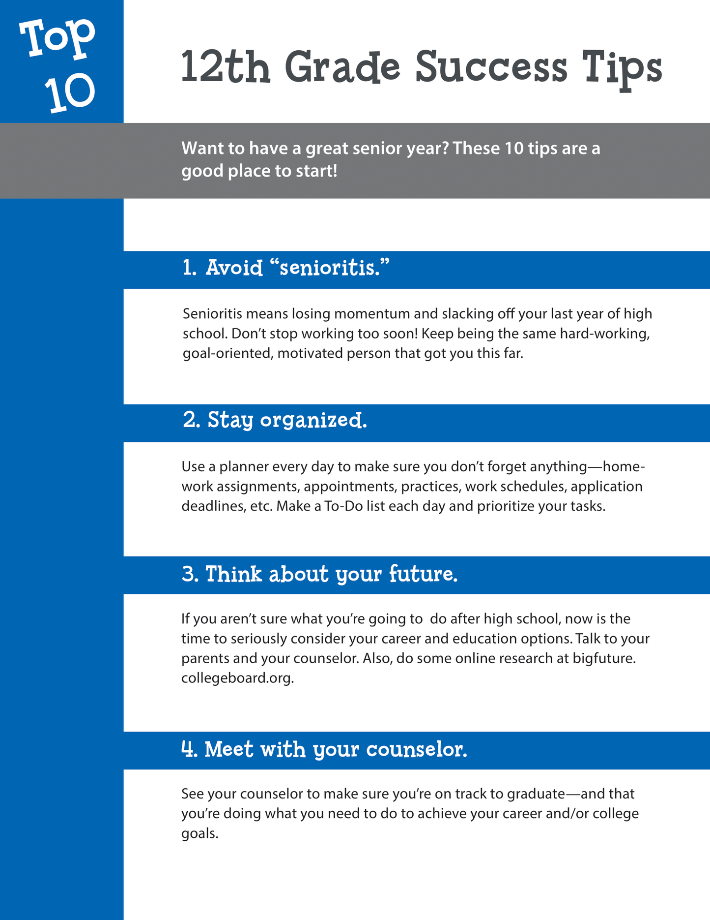 Top 10 12th Grade Success Tips