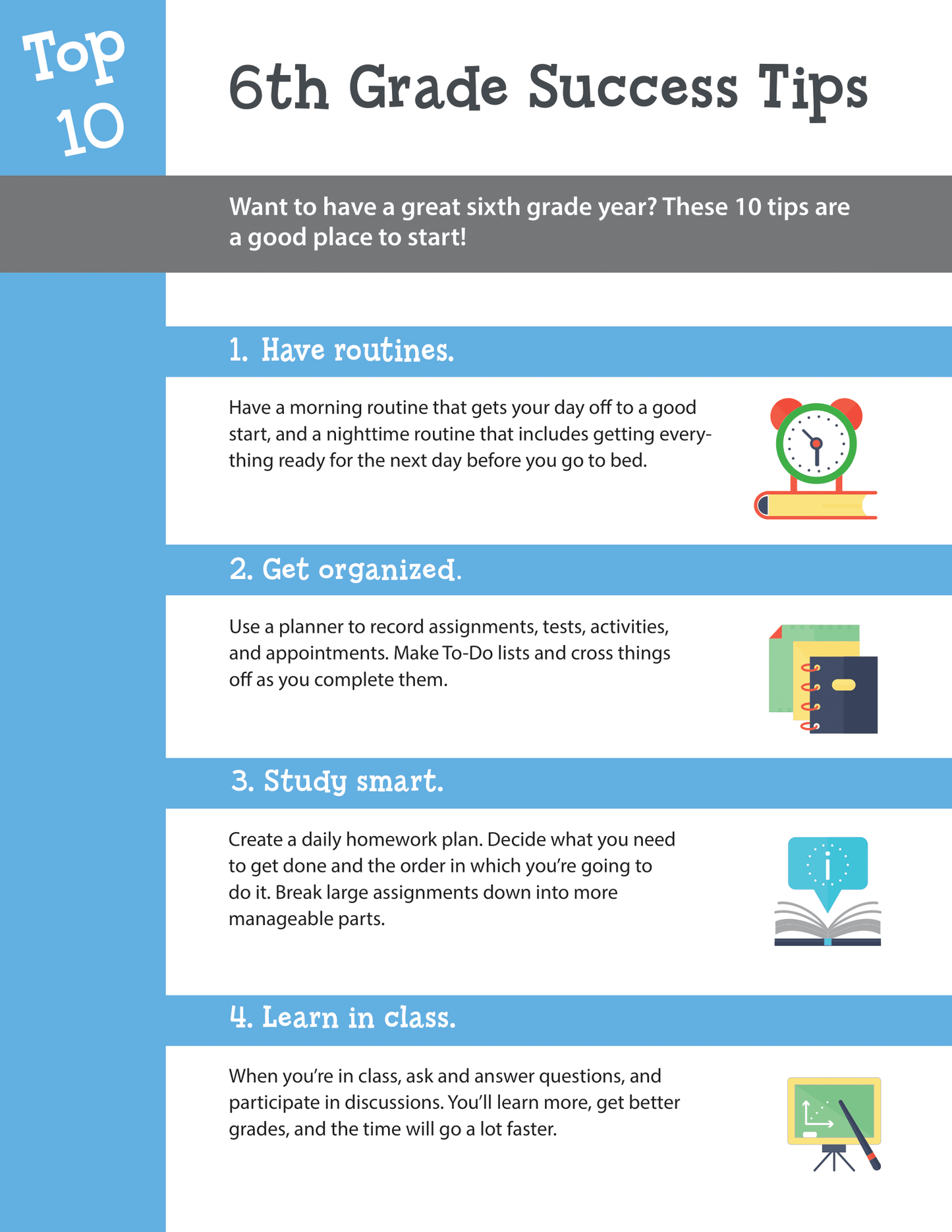 Top 10 6th Grade Success Tips