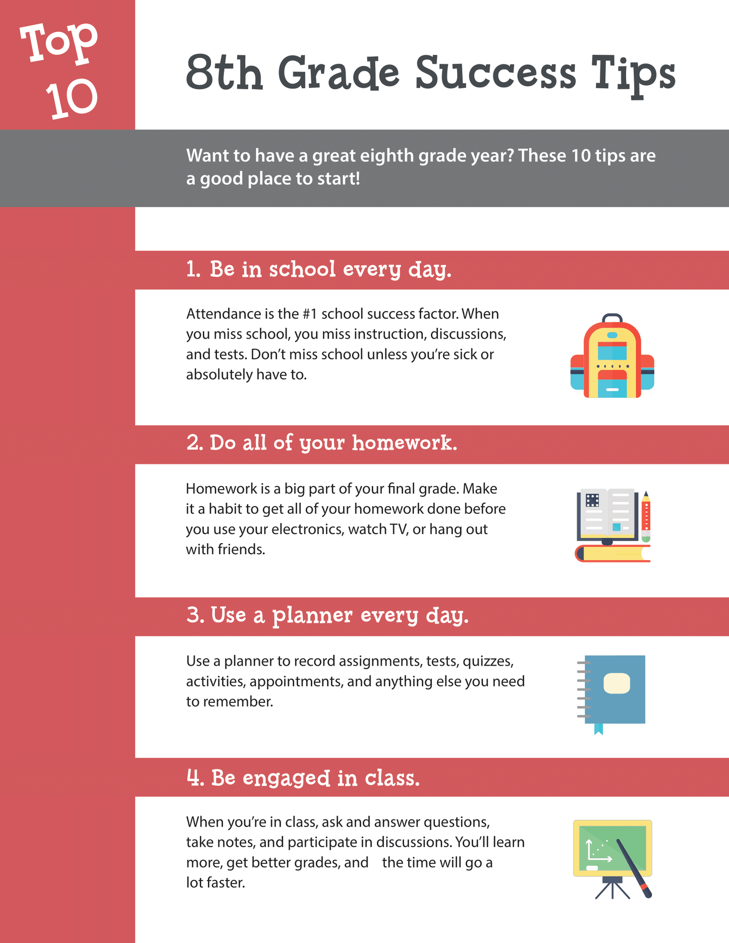 Top 10 8th Grade Success Tips