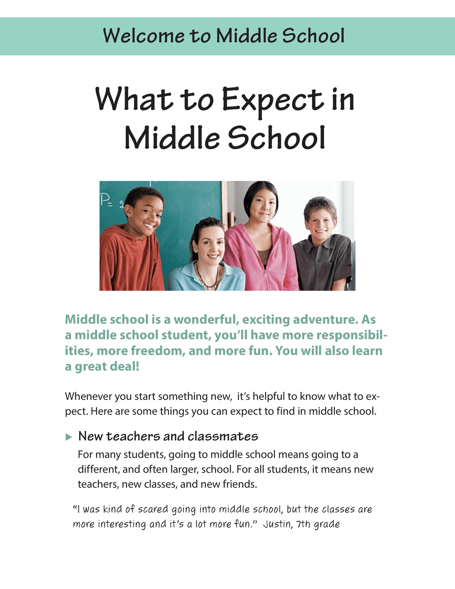 What to Expect in Middle School