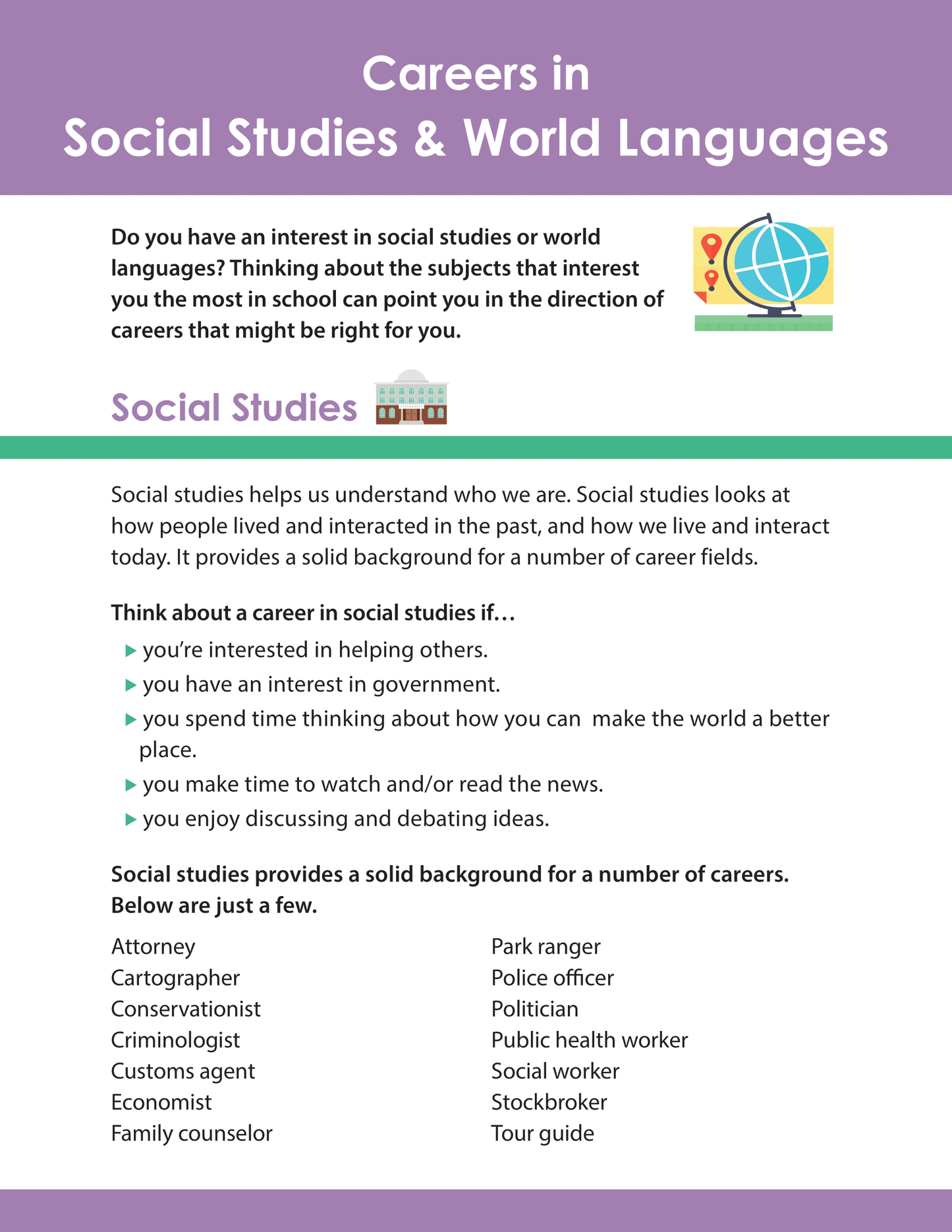 Careers in Social Studies and World Languages