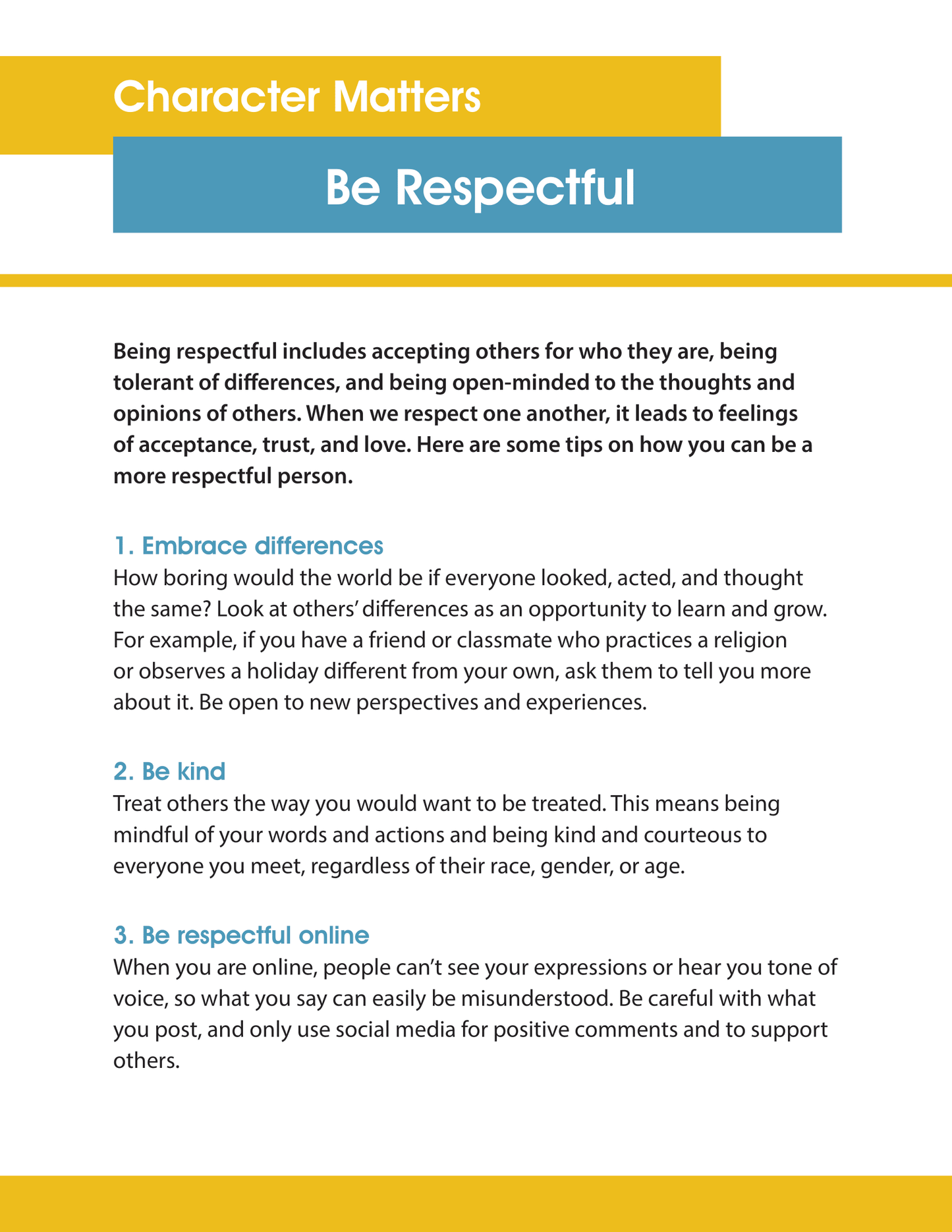 Character Matters - Be Respectful