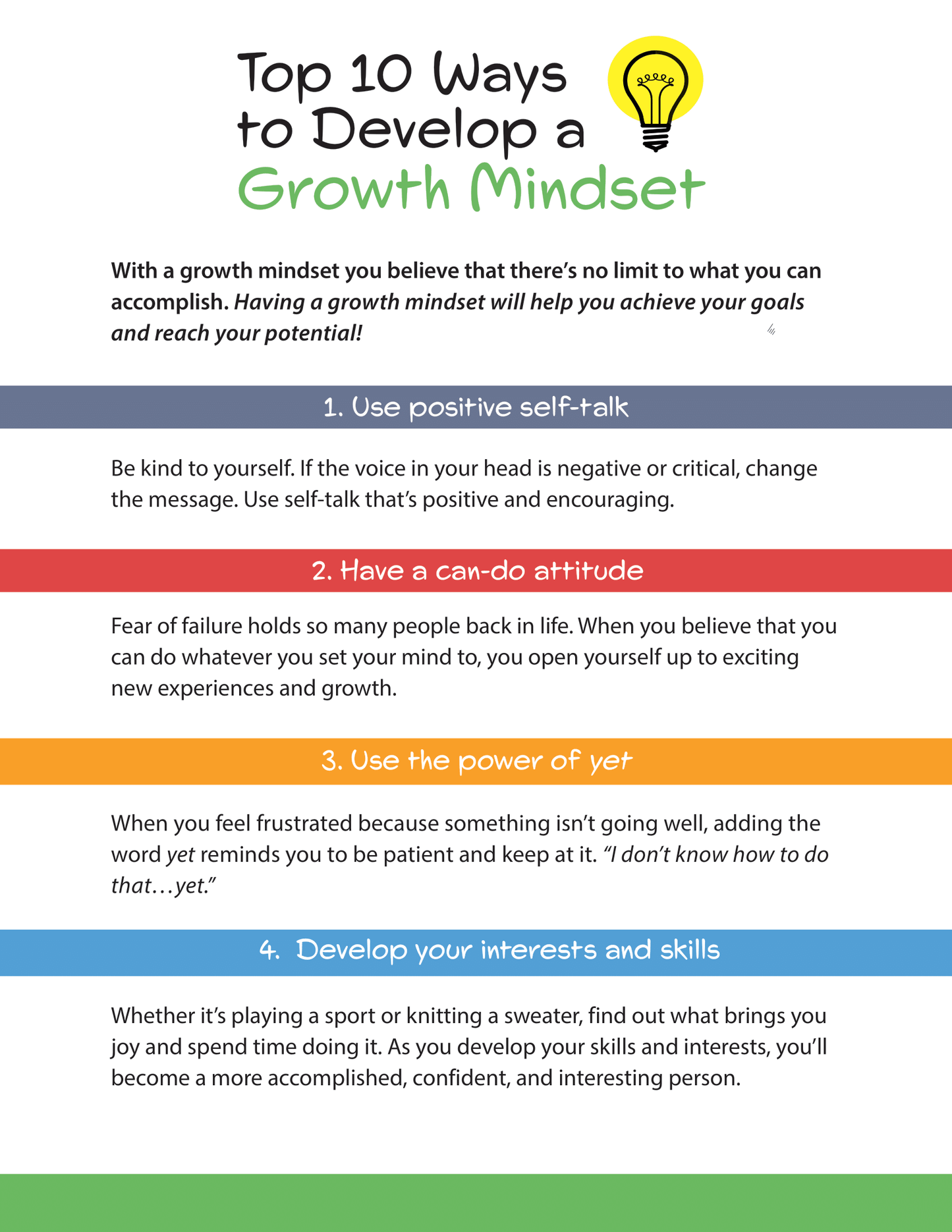 Top 10 Ways to Develop a Growth Mindset