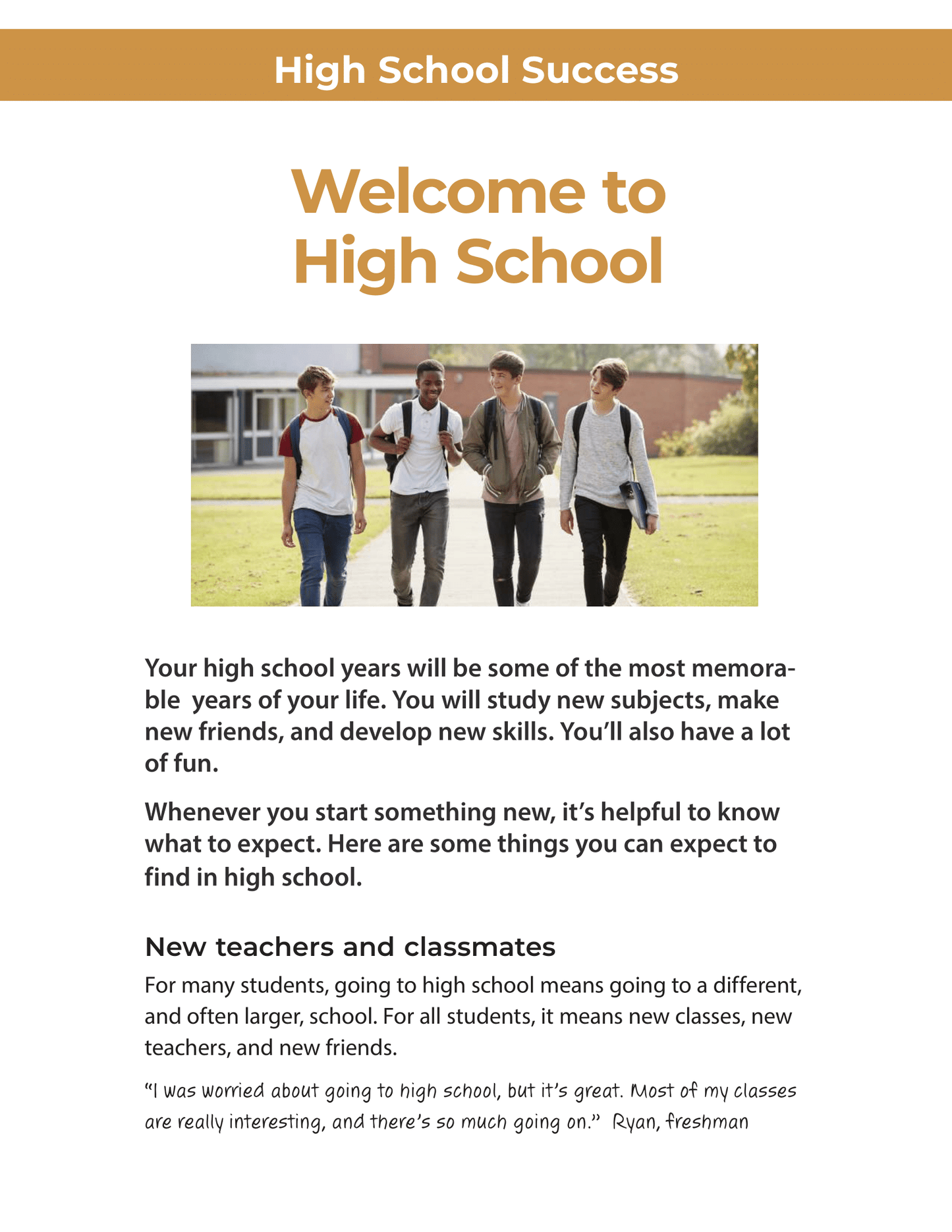 Welcome to High School