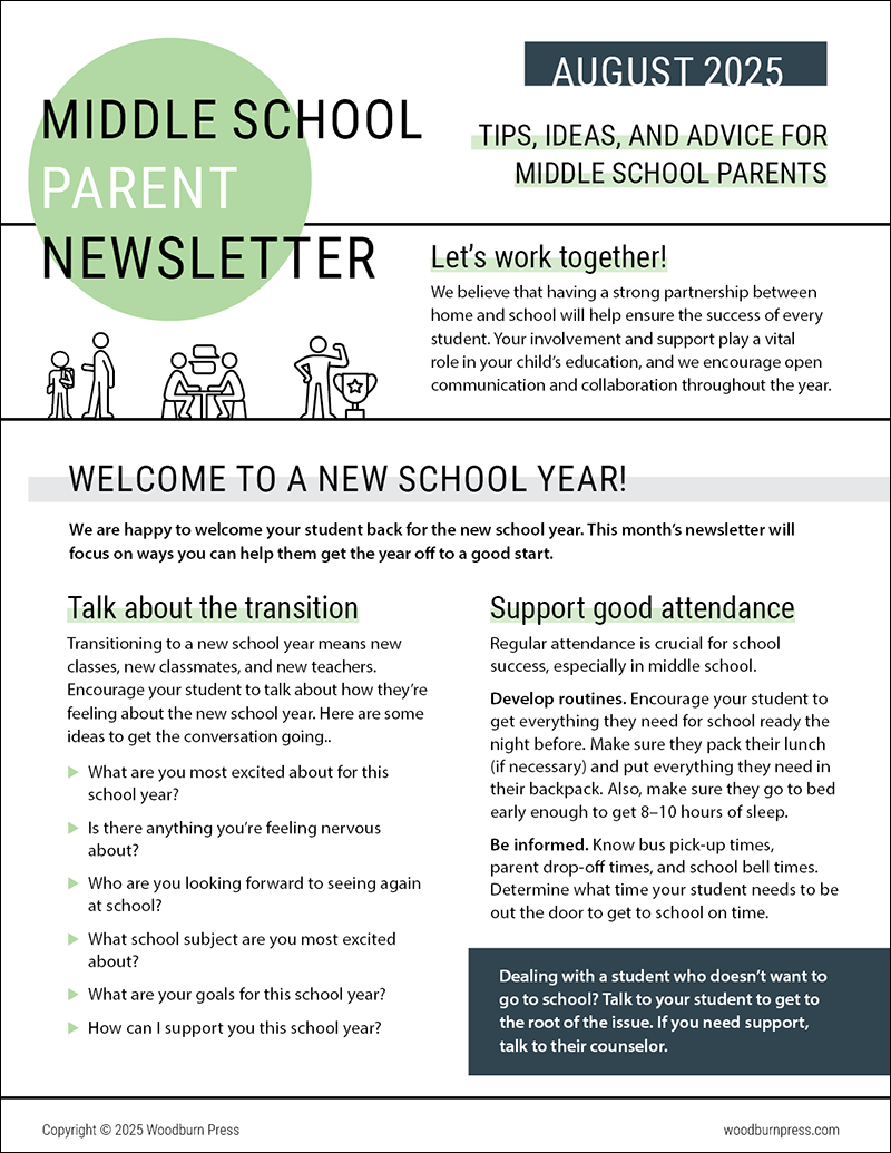 Middle School Parent Newsletter - August 2025