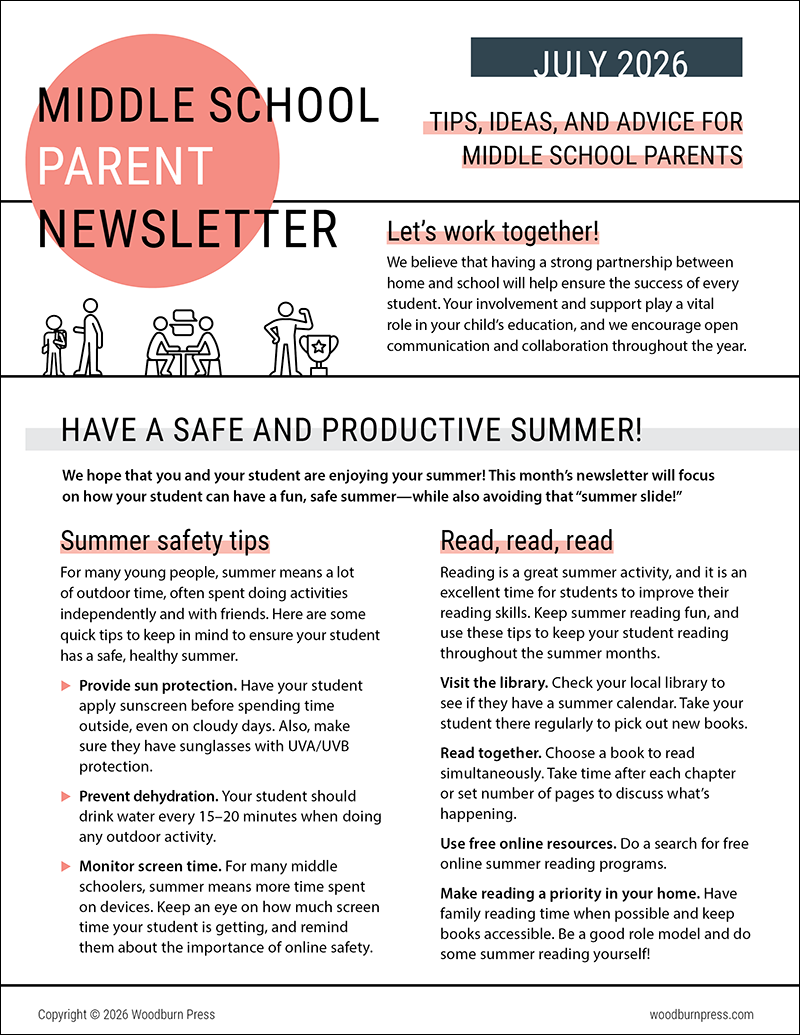 Middle School Parent Newsletter - July 2026