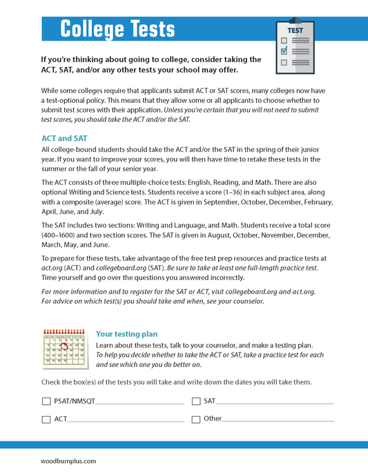 College Tests Activity