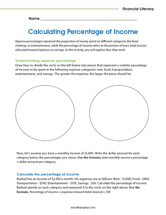 Calculating Percentage of Income