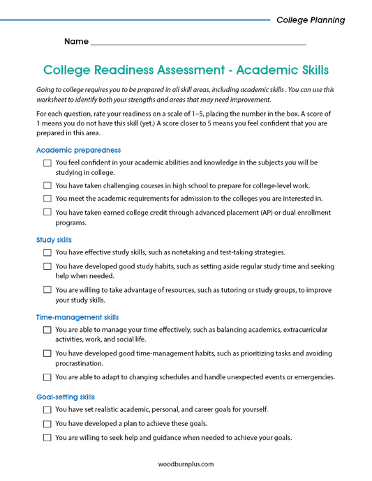 College Readiness Assessment - Academic Skills