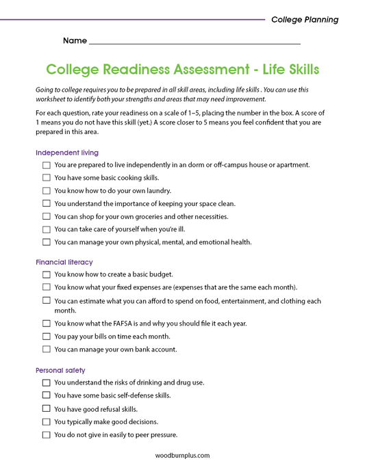 College Readiness Assessment - Life Skills