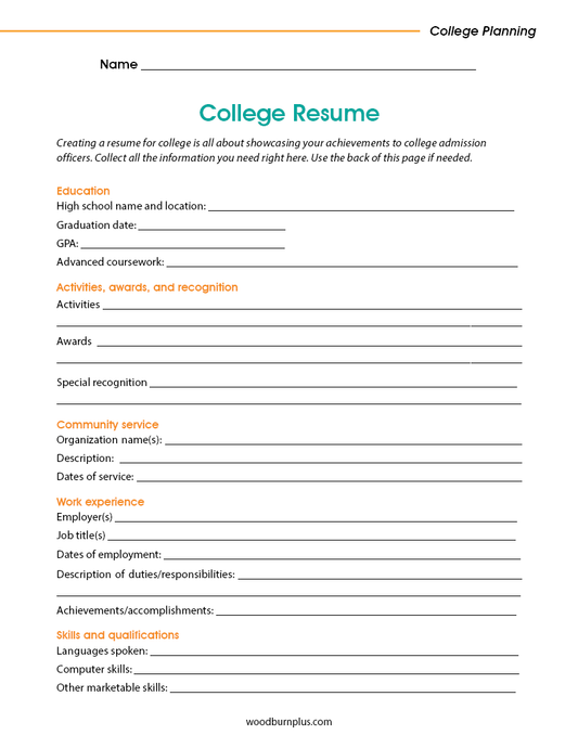 College Resume