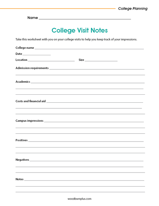 College Visit Notes