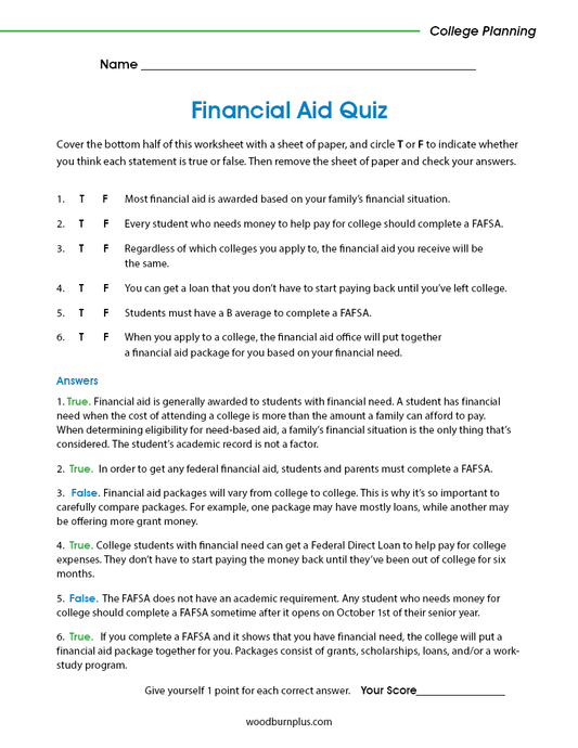 Financial Aid Quiz