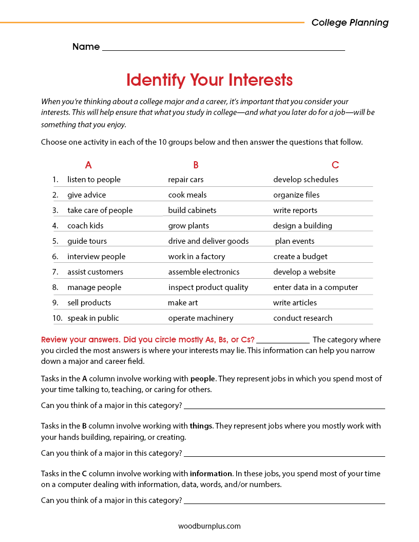 Identify Your Interests