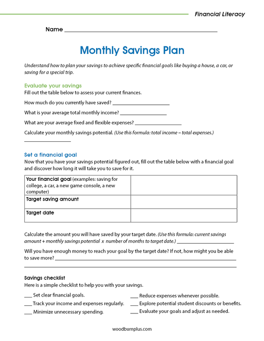 Monthly Savings Plan