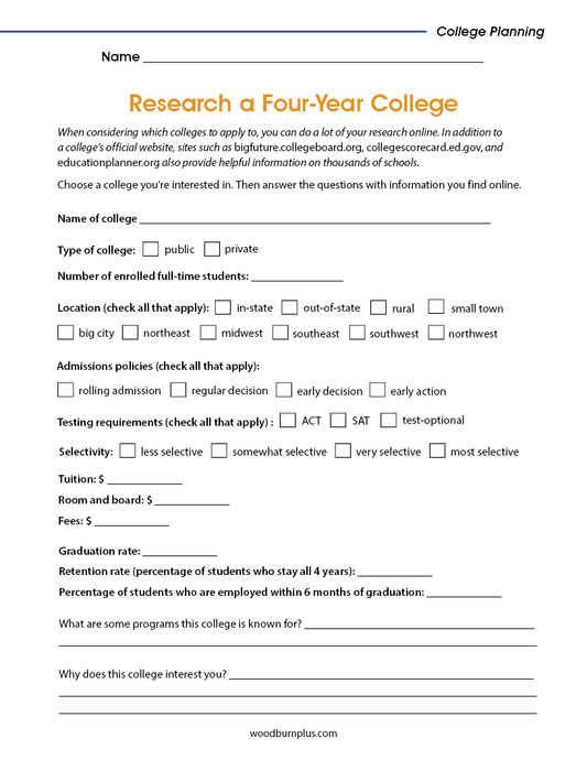 Research a Four-Year College