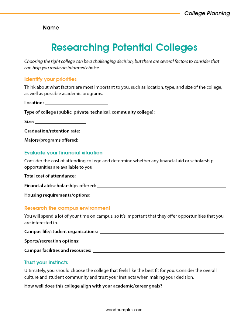 Researching Potential Colleges