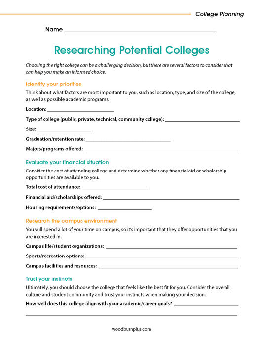 Researching Potential Colleges