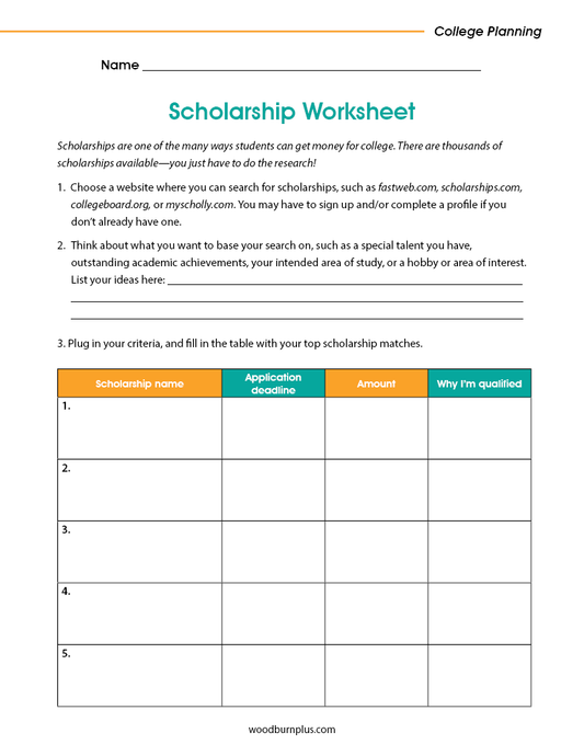 Scholarship Worksheet