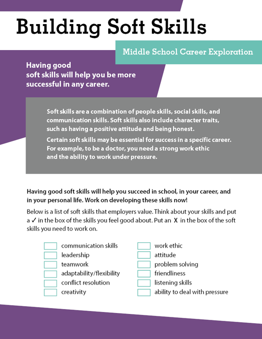 Middle School Career Exploration - Building Soft Skills