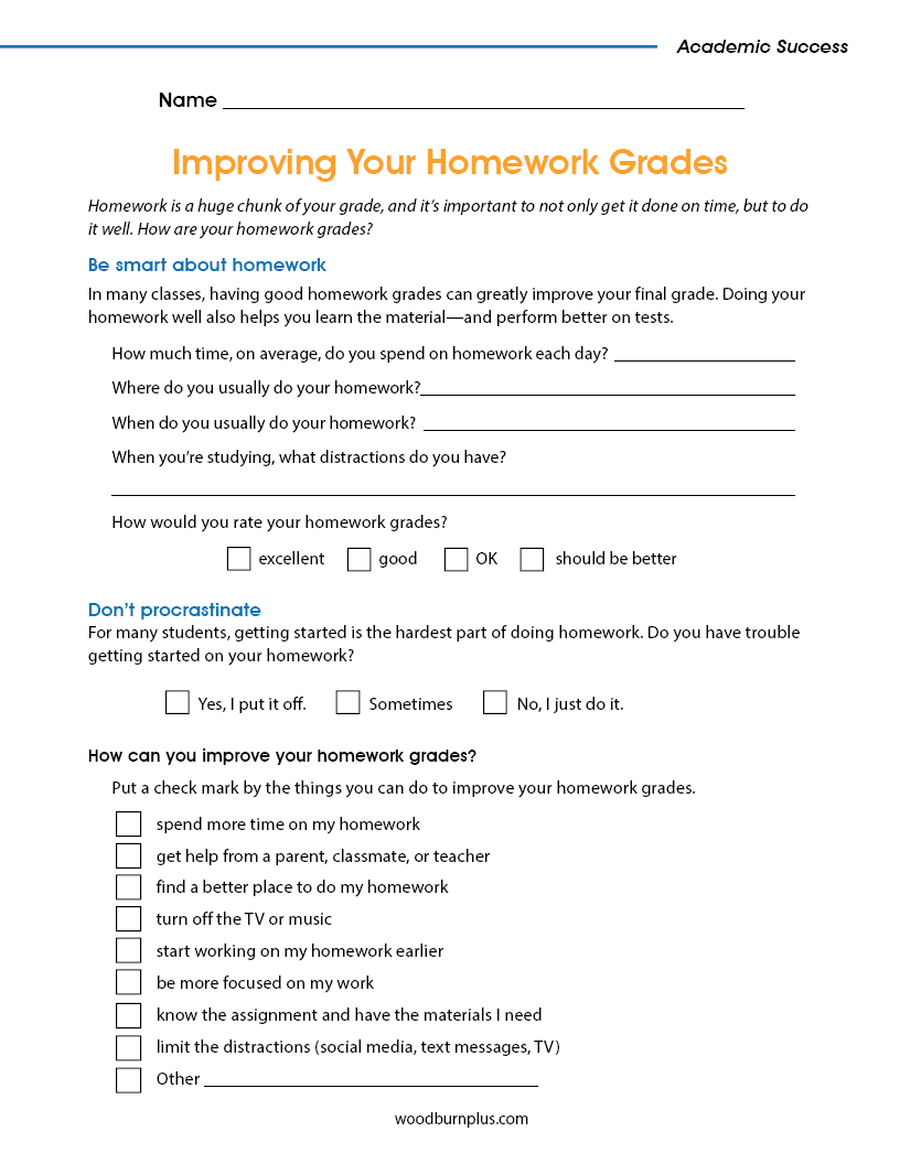 Improving Your Homework Grades – Woodburn Plus