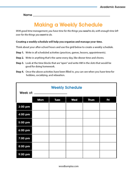 Making a Weekly Schedule