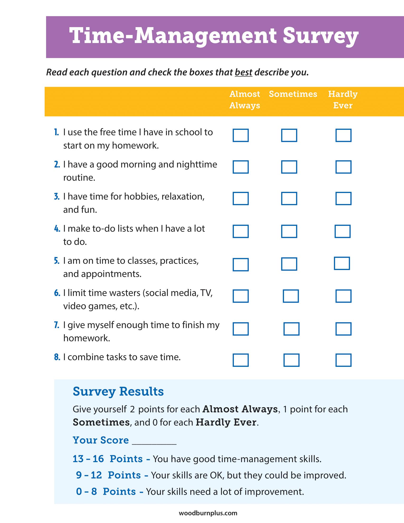 Time Management Quizzes