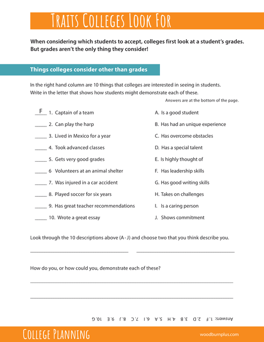 Traits Colleges Look For