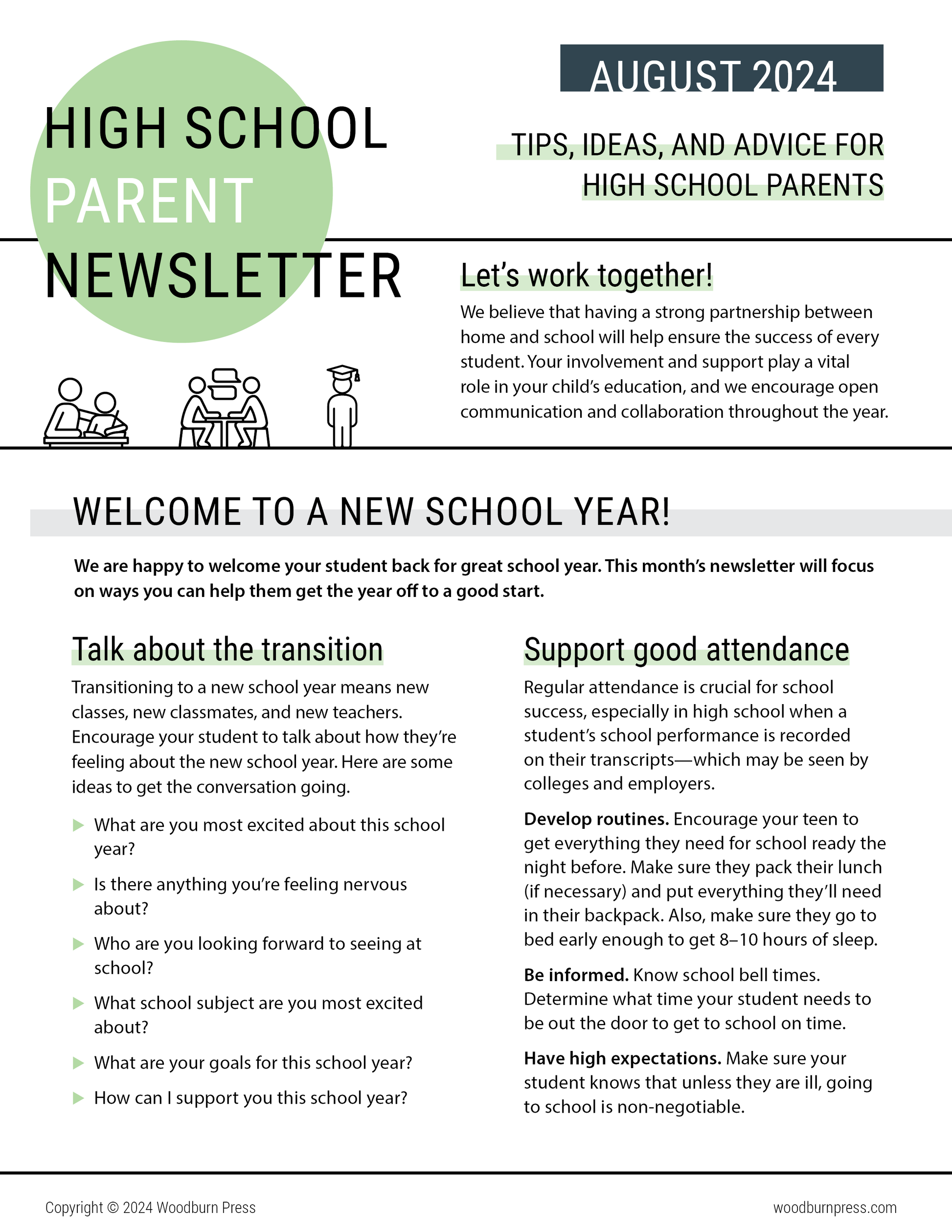 High School Parent Newsletter - August 2024