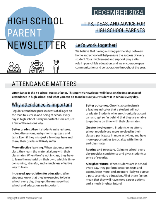 High School Parent Newsletter - December 2024