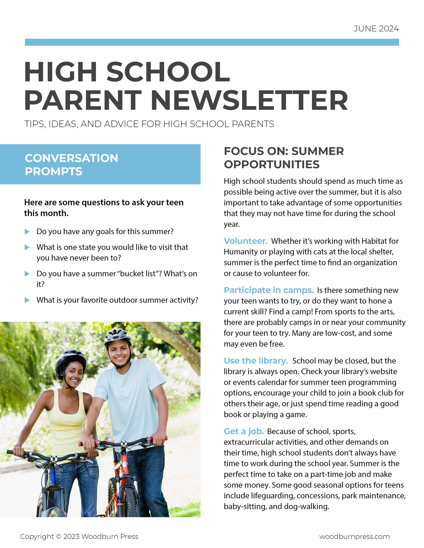 High School Parent Newsletter - June 2024
