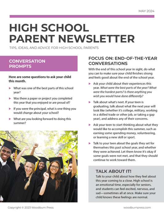 High School Parent Newsletter - May 2024
