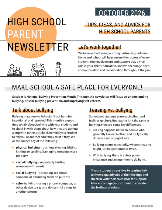 High School Parent Newsletter - October 2026