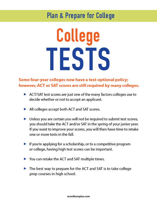 Plan and Prepare for College - College Tests Infosheet