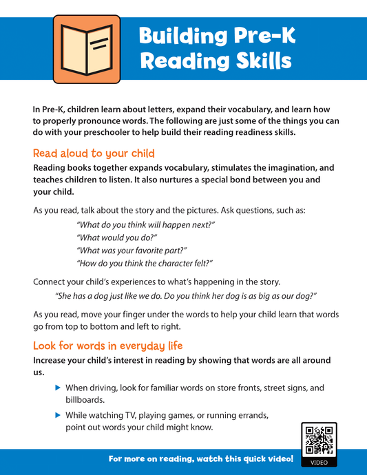 Building Pre-K Reading Skills