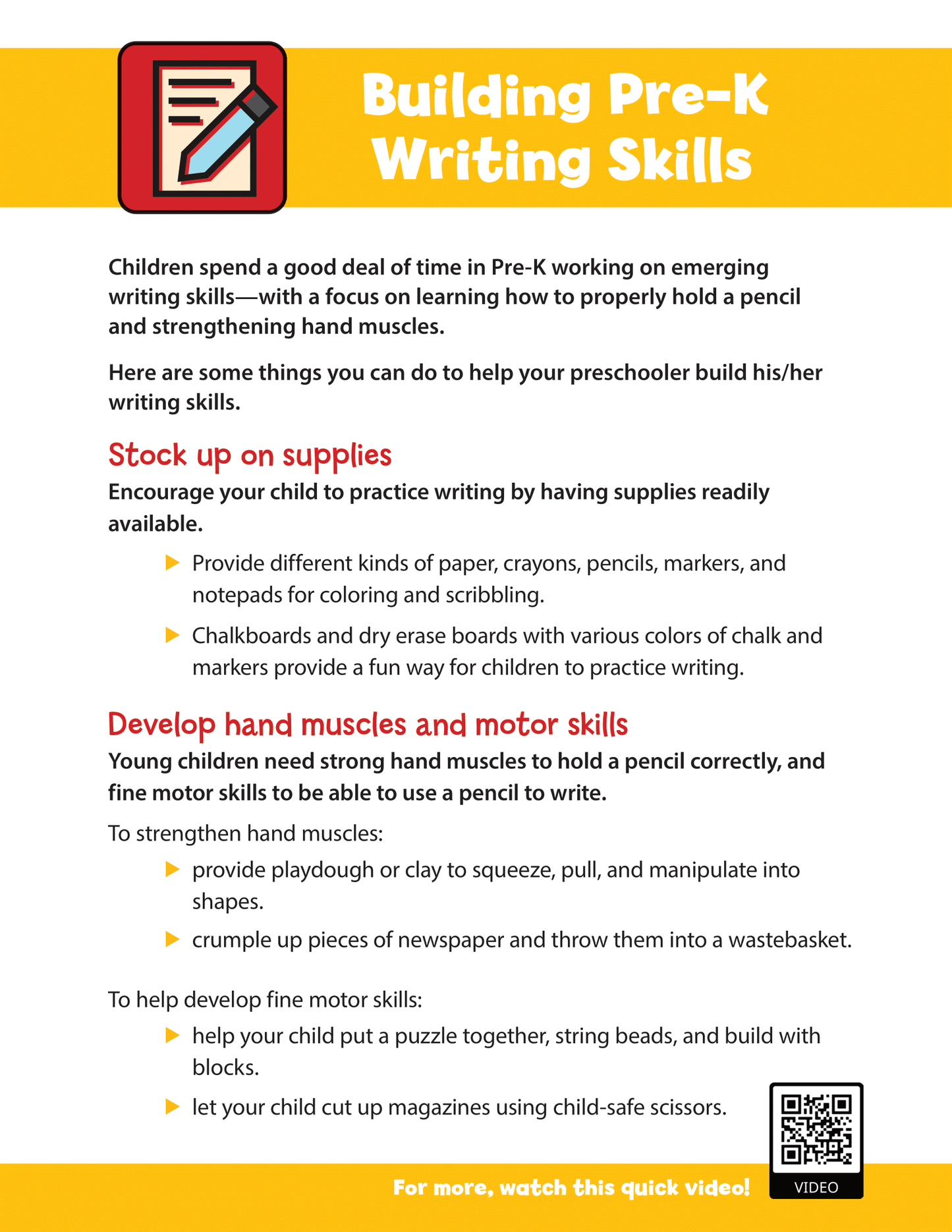 Building Pre-K Writing Skills
