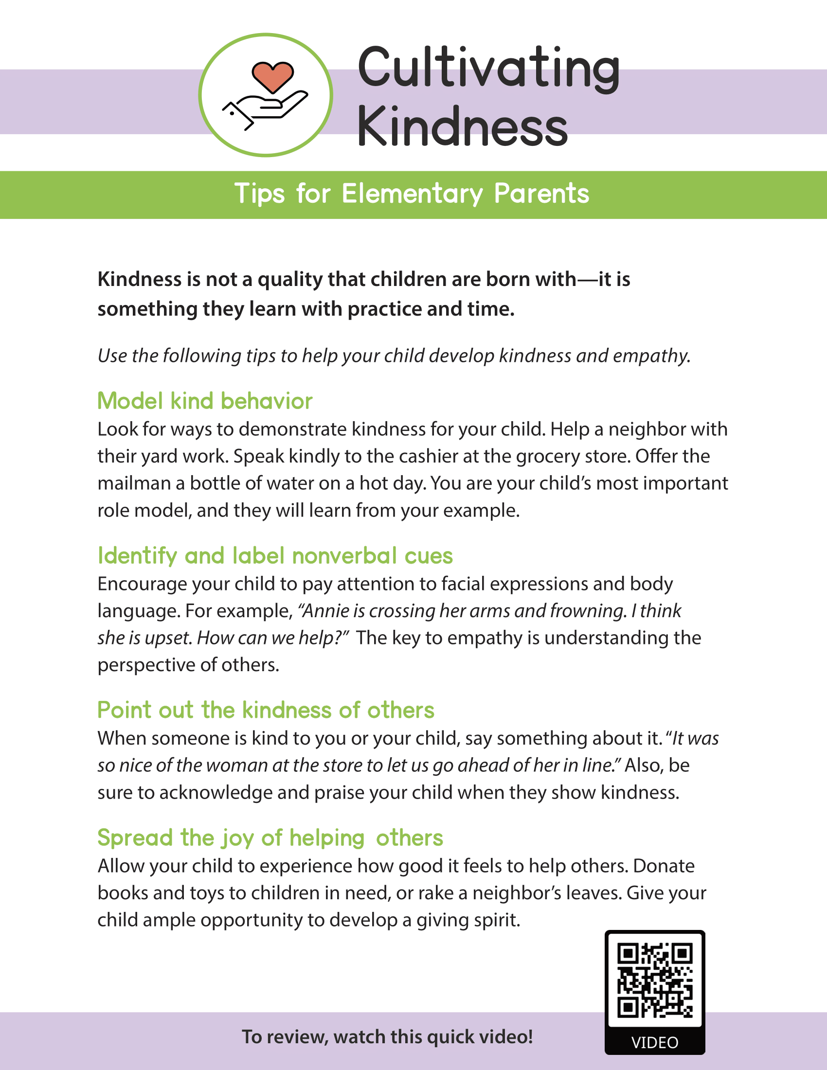 Cultivating Kindness - Tips for Elementary Parents