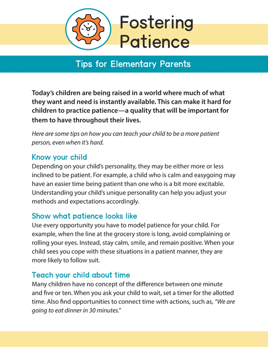 Fostering Patience - Tips for Elementary Parents