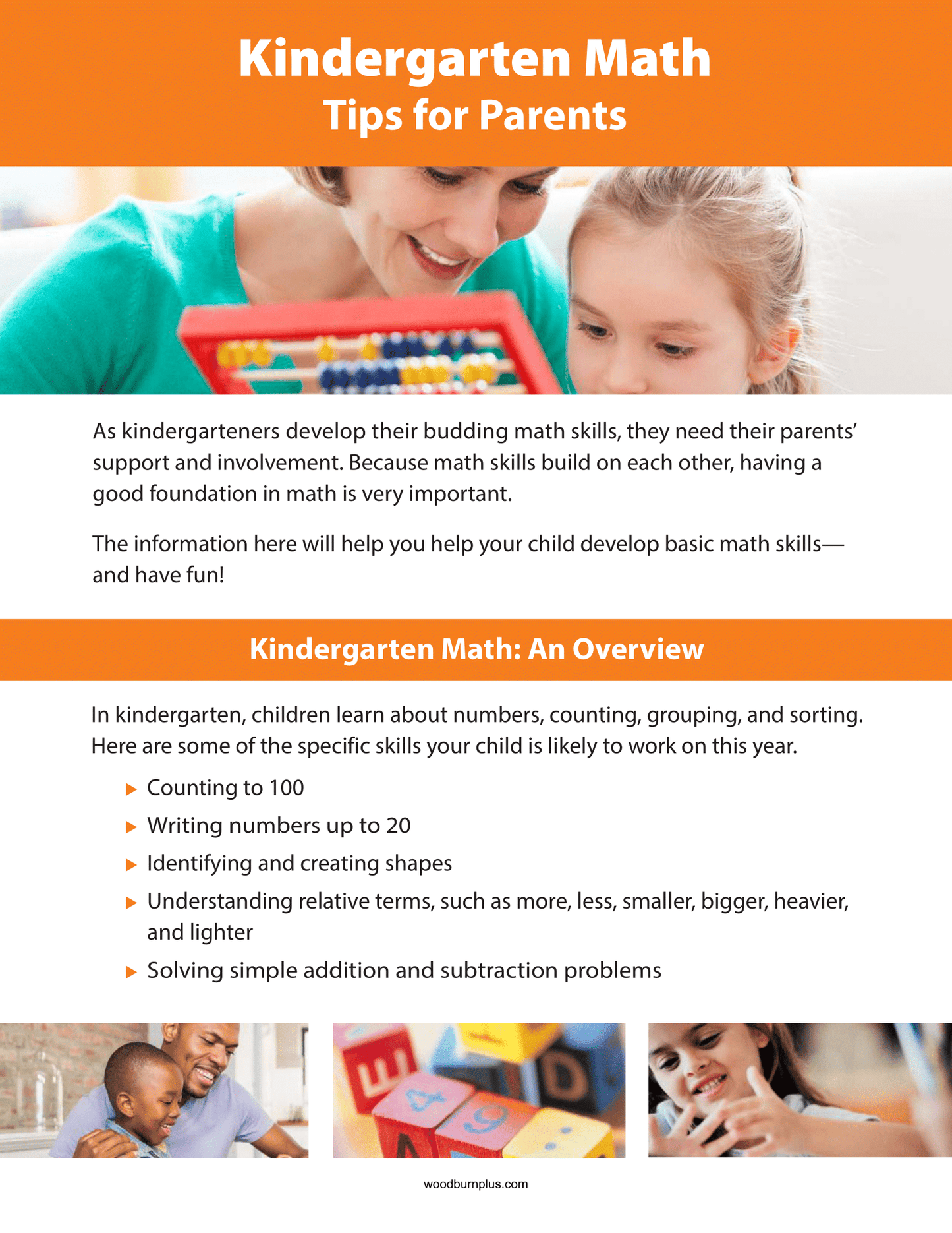 Kindergarten Math - Tips for Parents