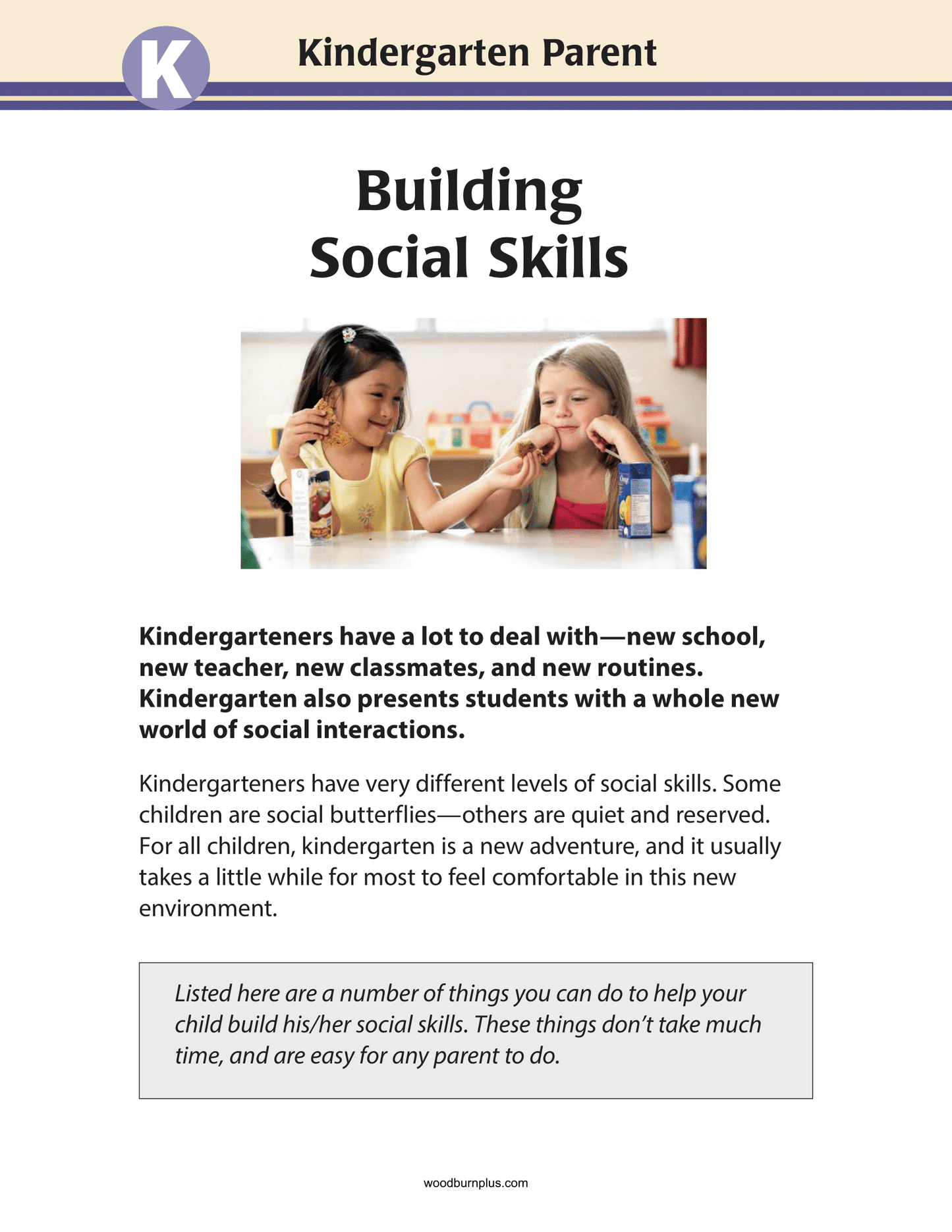 Kindergarten Parent - Building Social Skills